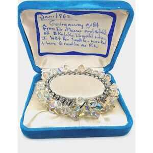 Vintage 1962 CHACHA bracelet with original STORY Dazzling crystal bead expansion